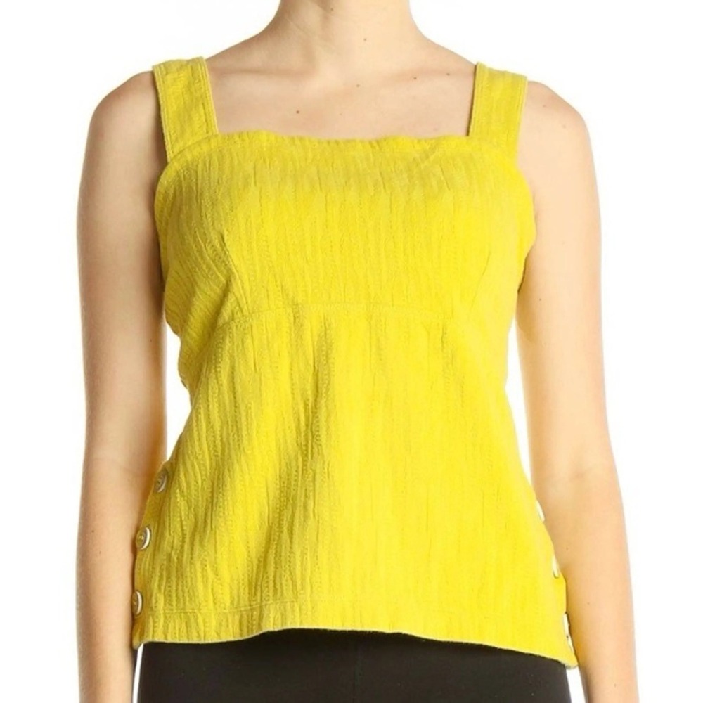 Maeve Anthropologie Tank Top Medium Yellow Textured Square Neck Boho Summer